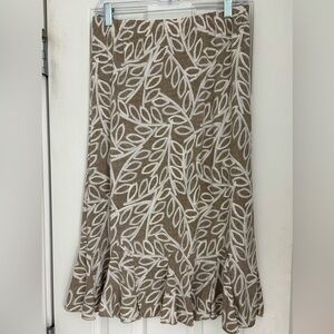 SJS Brown and White Leaf A-Line Skirt